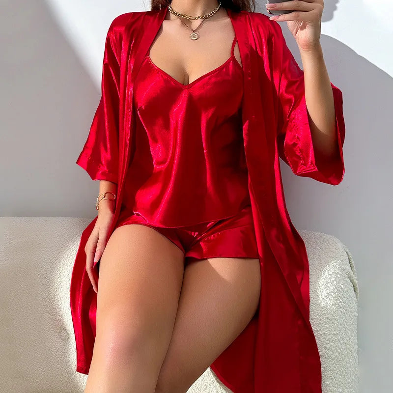 Pyjama Satin Femme 3 Pièces